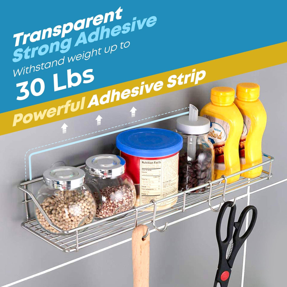 2 Pack Silver Adhesive Shower Caddy