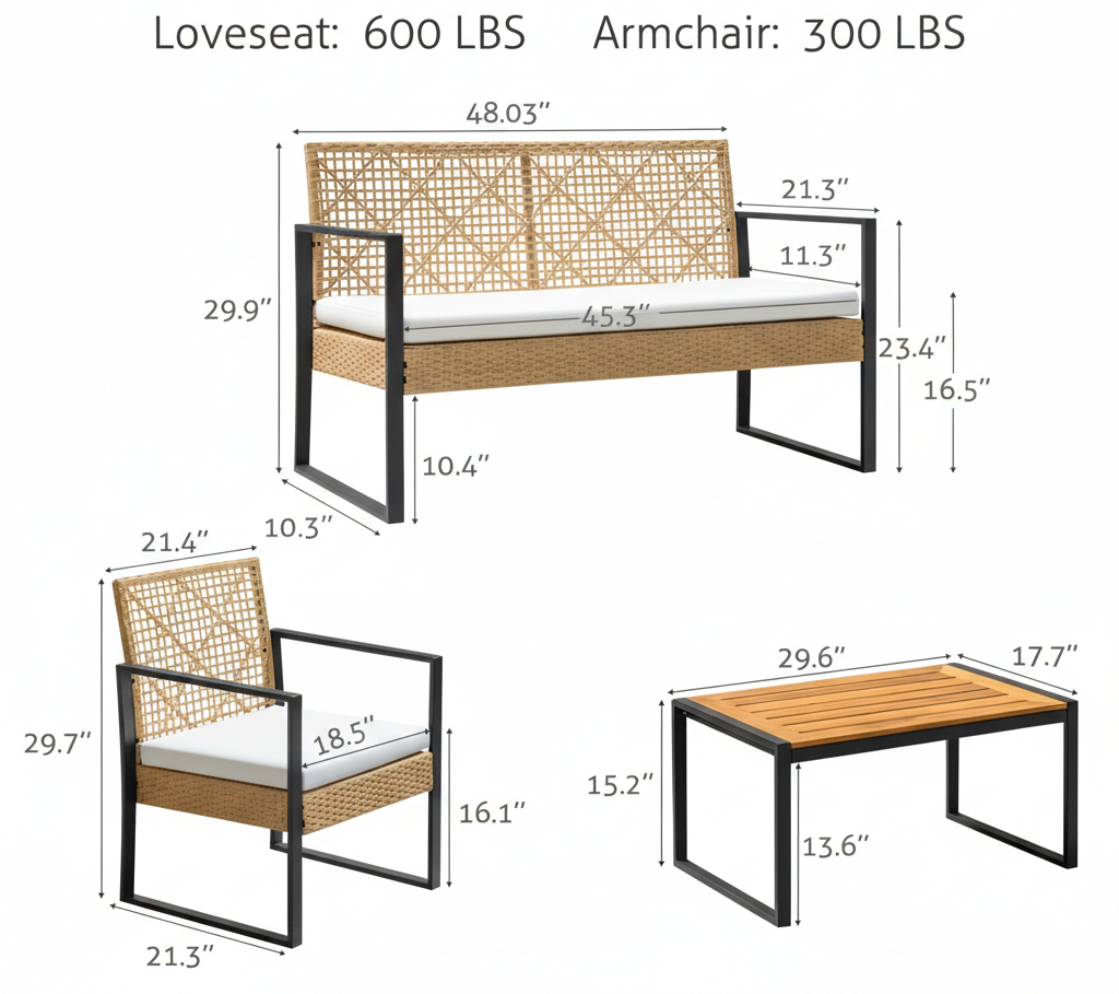 4Pcs Outdoor Patio Furniture Set
