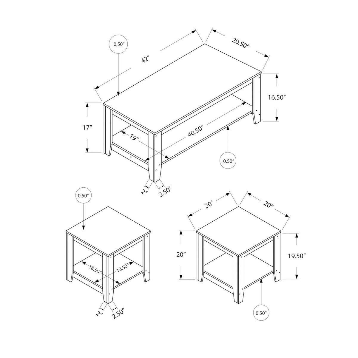 3 Piece Table Set