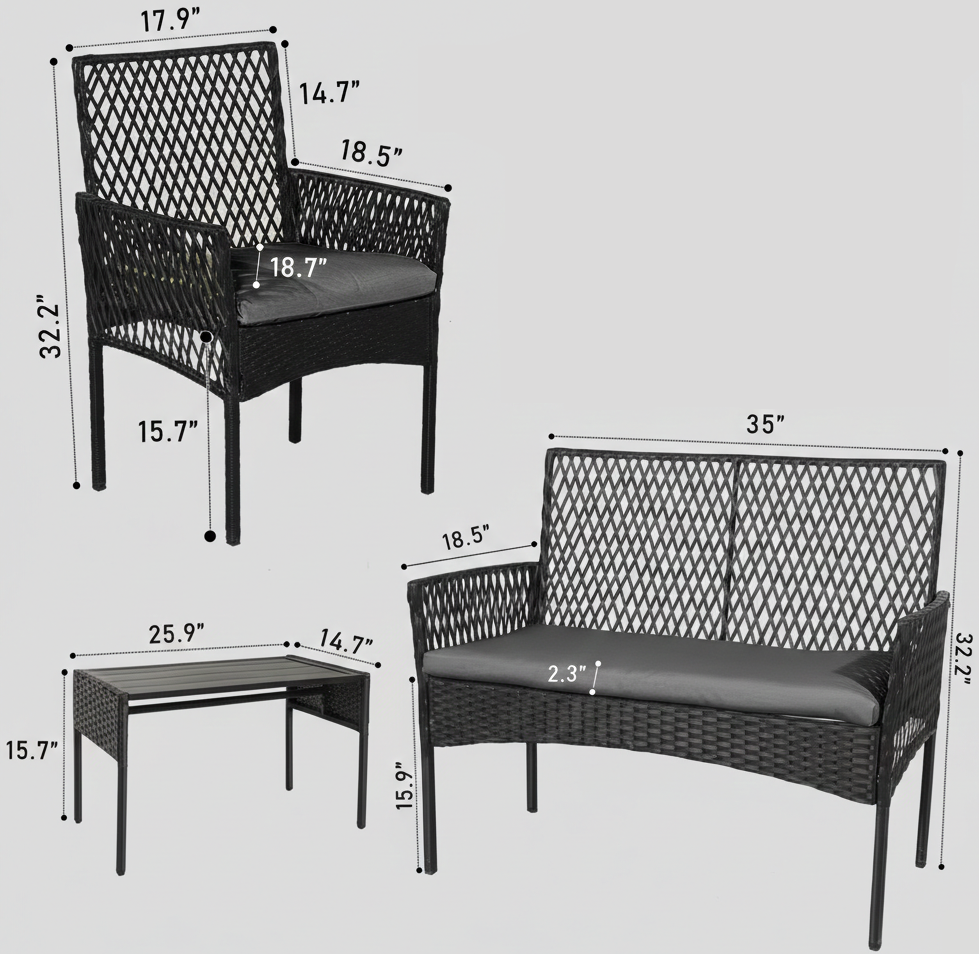 4Pcs Outdoor Patio Furniture Set