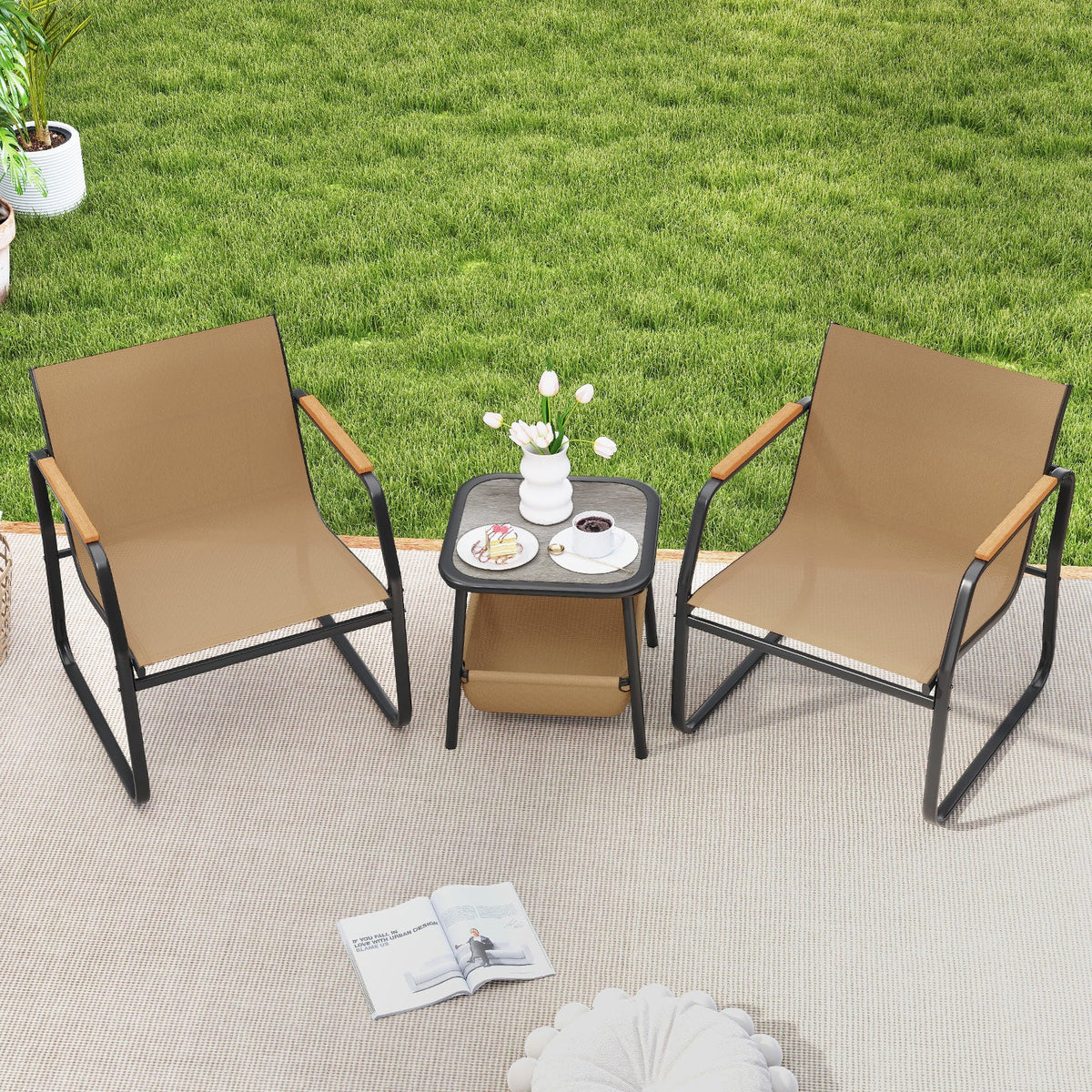 3 Piece Bistro Patio Furniture Set