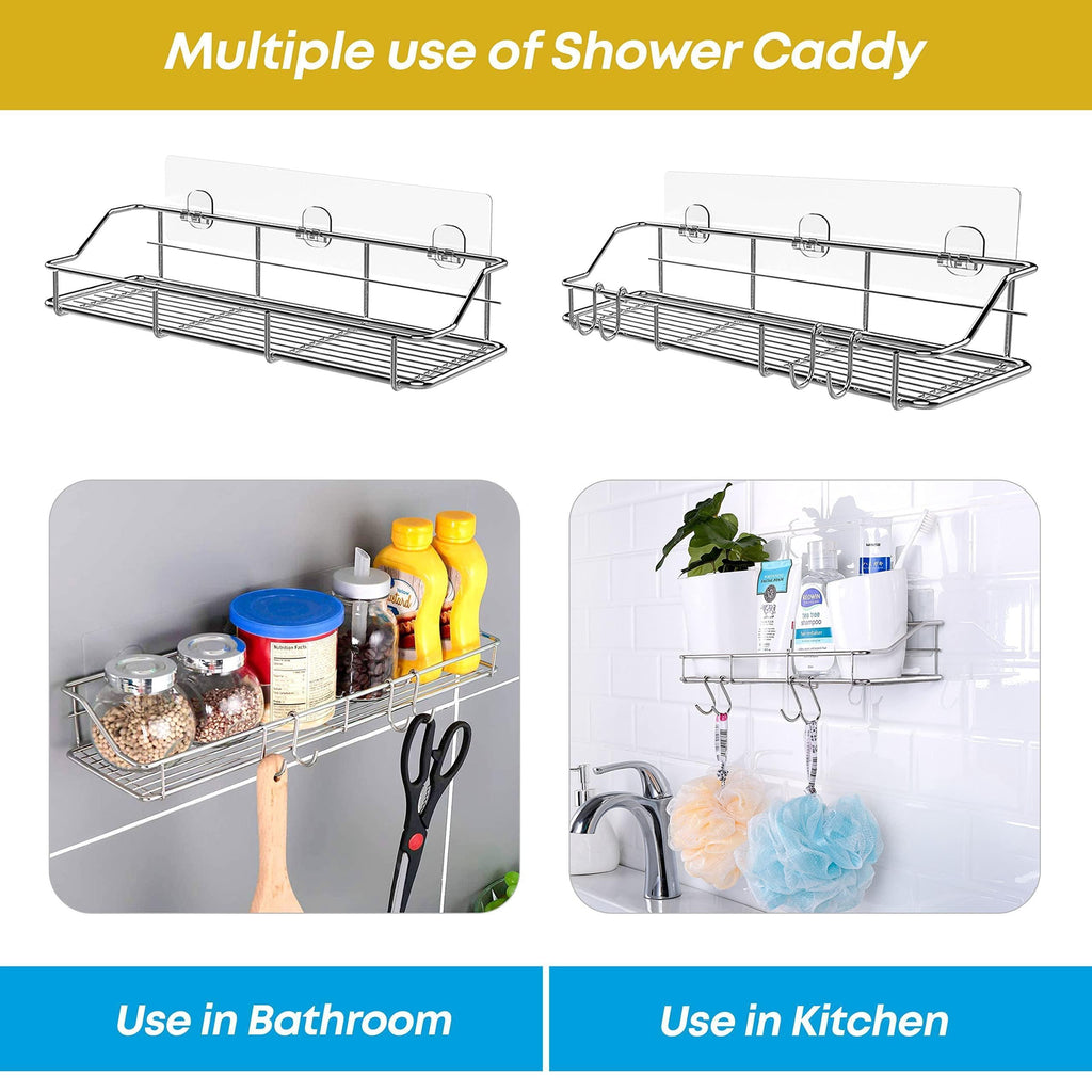 2 Pack Silver Adhesive Shower Caddy