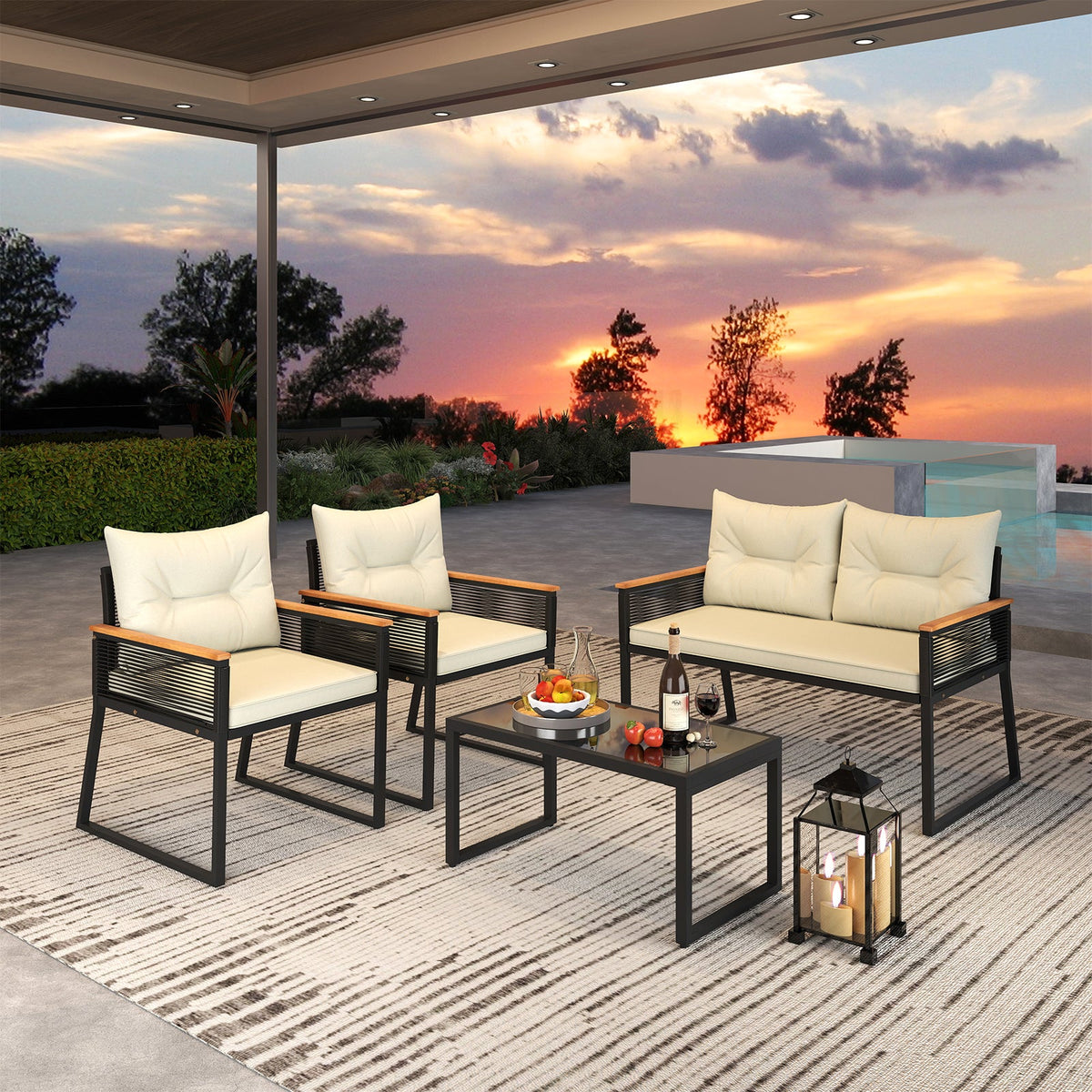 4 Pieces Patio Furniture Set