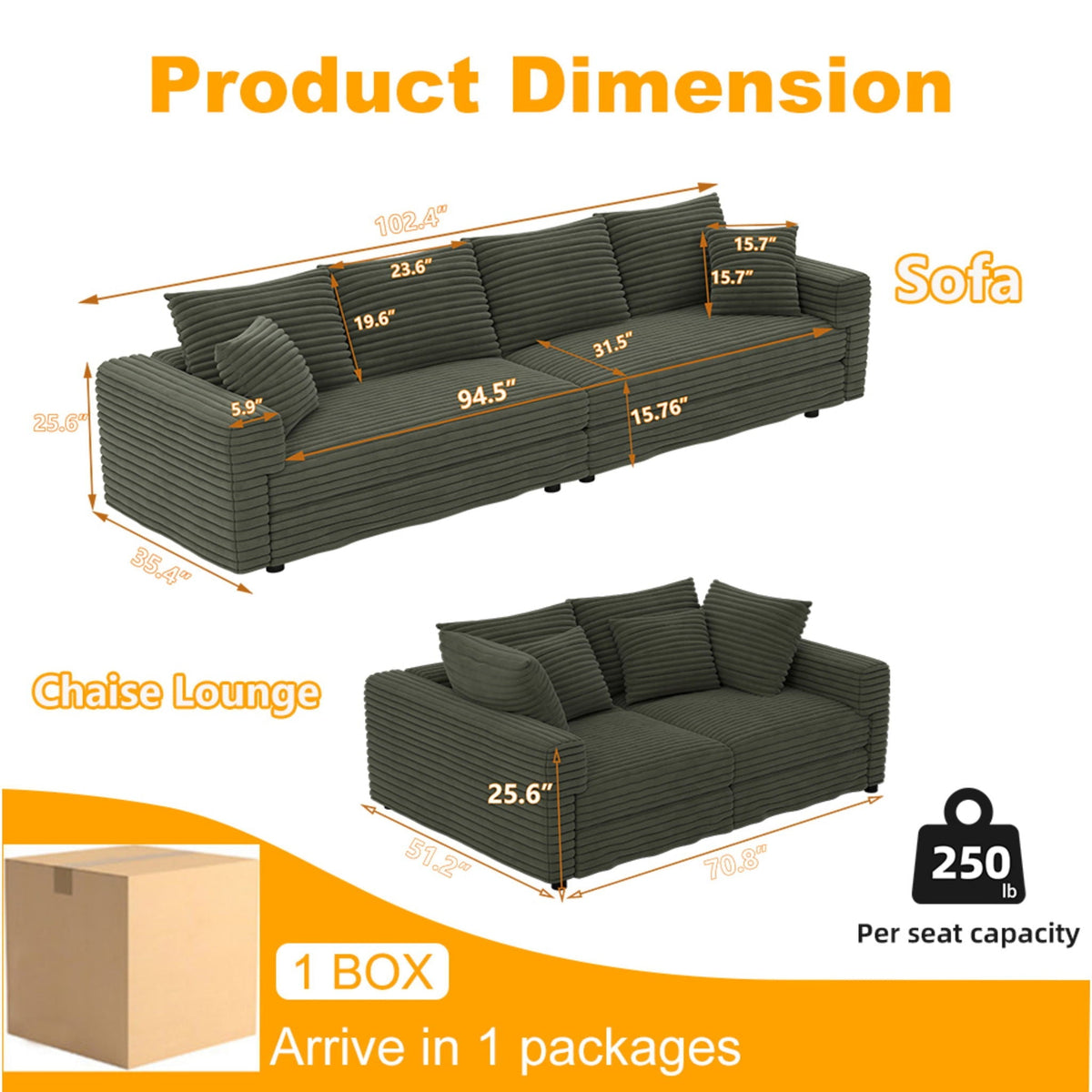 Modern Comfy Upholstered Cloud Couch