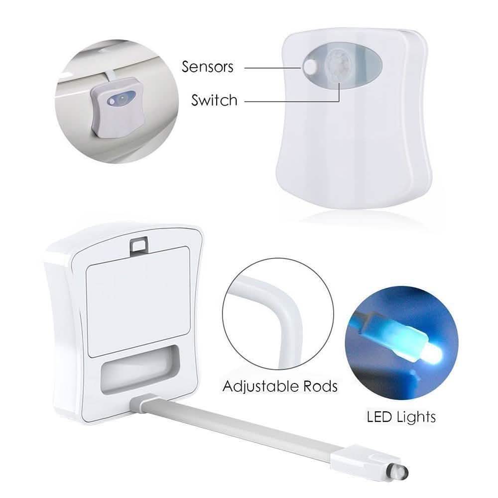8-Color LED Sensor Motion-Activated Toilet Light