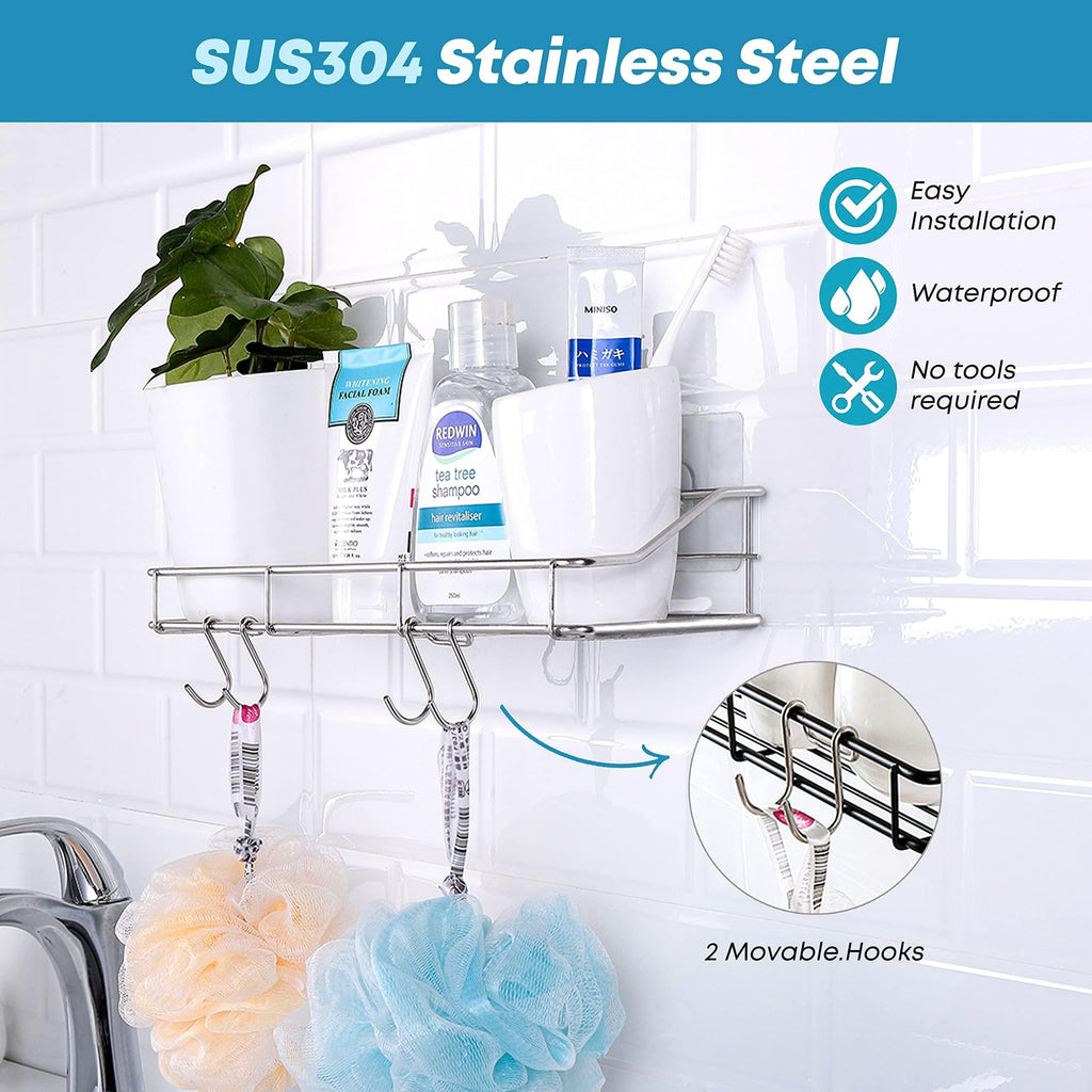 2 Pack Silver Adhesive Shower Caddy