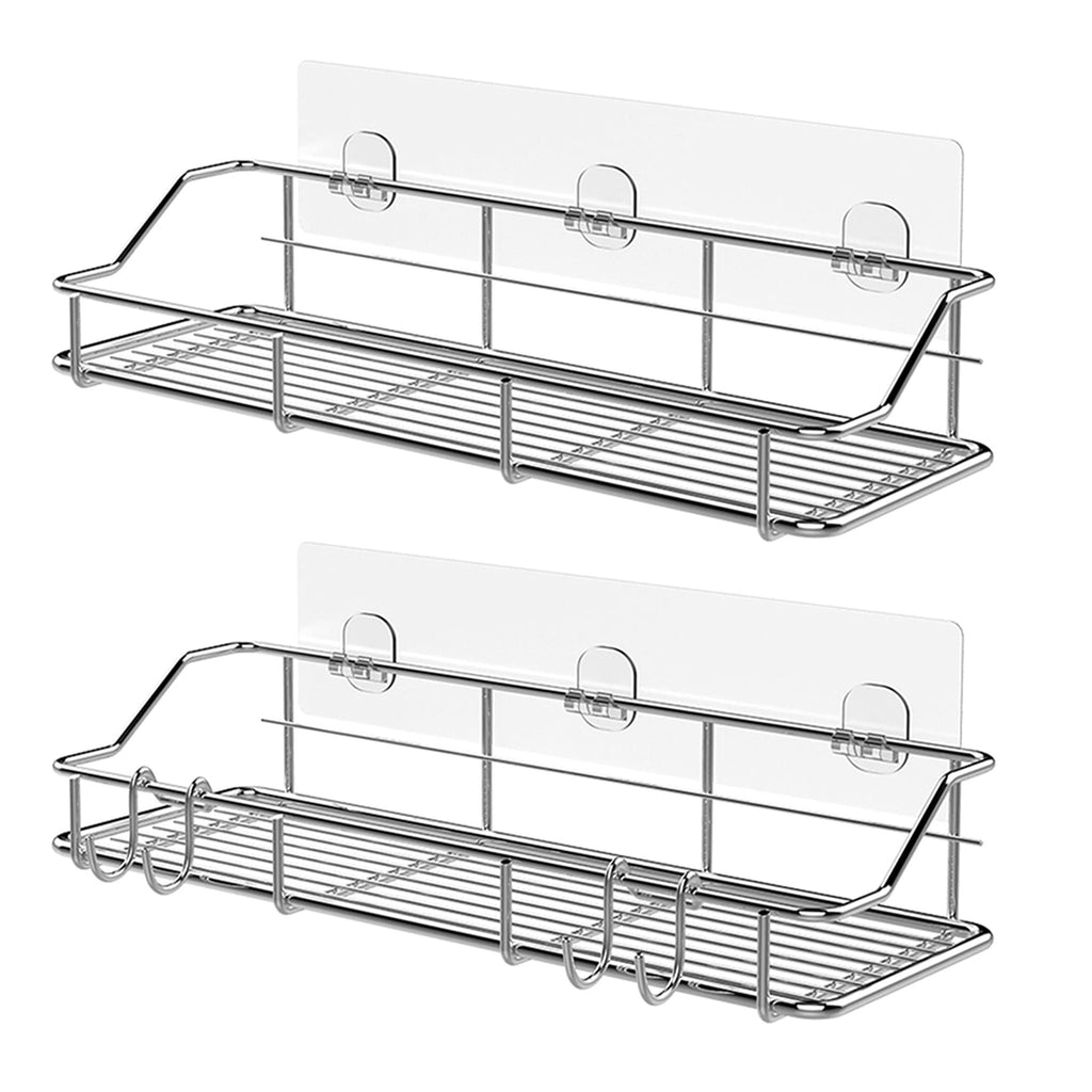 2 Pack Silver Adhesive Shower Caddy