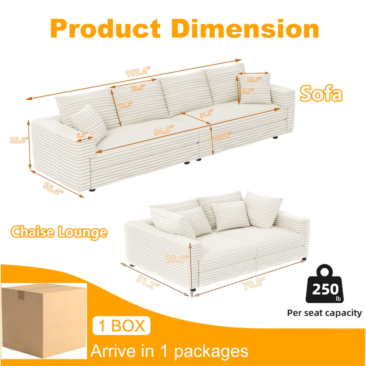 Modern Comfy Upholstered Cloud Couch