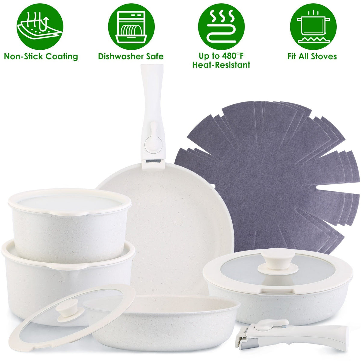 17Pcs Nonstick Induction Cookware Set