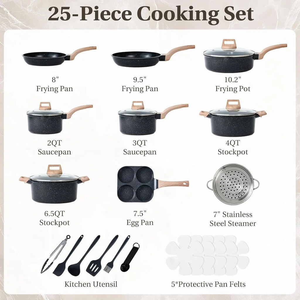 25-Piece Nonstick Cookware Set