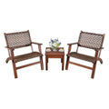 3 Piece Wooden Rattan Outdoor Patio Furniture