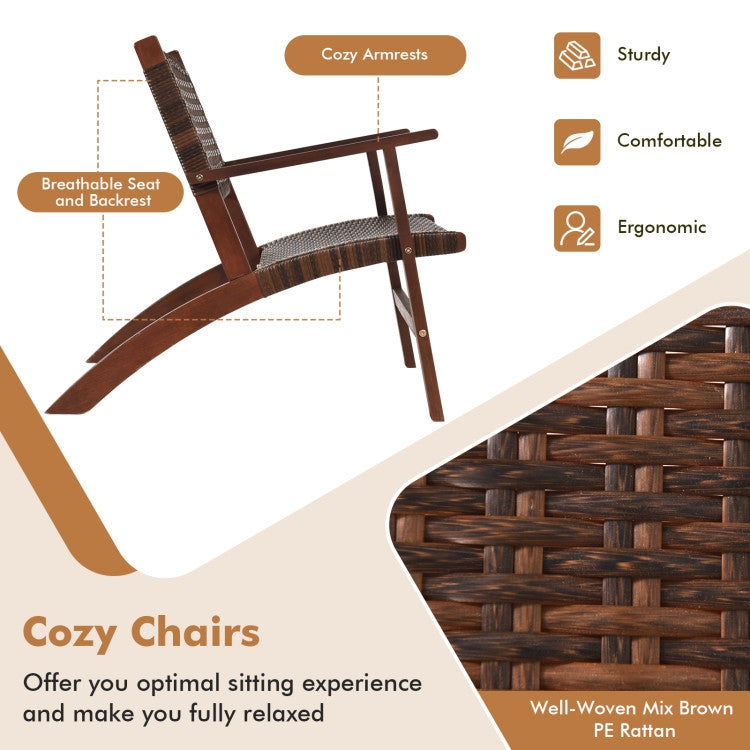 3 Piece Wooden Rattan Outdoor Patio Furniture