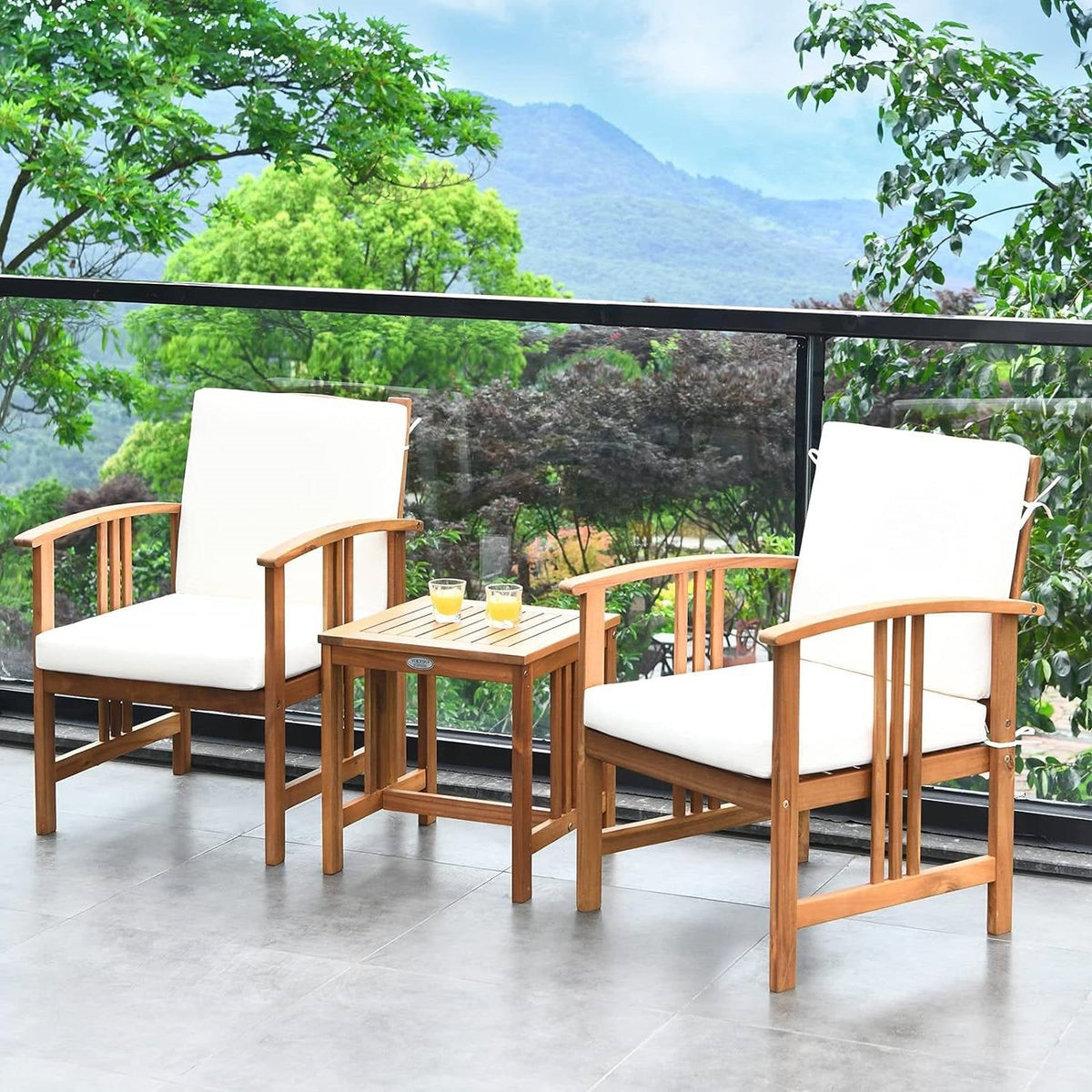 3-Piece Solid Wood Patio Furniture Set