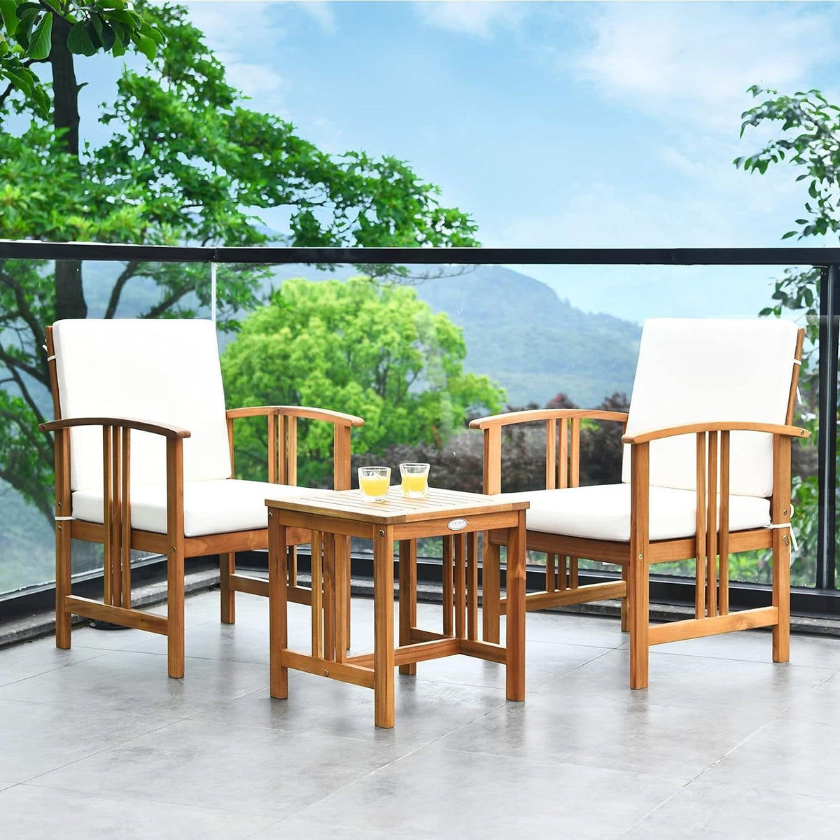 3-Piece Solid Wood Patio Furniture Set