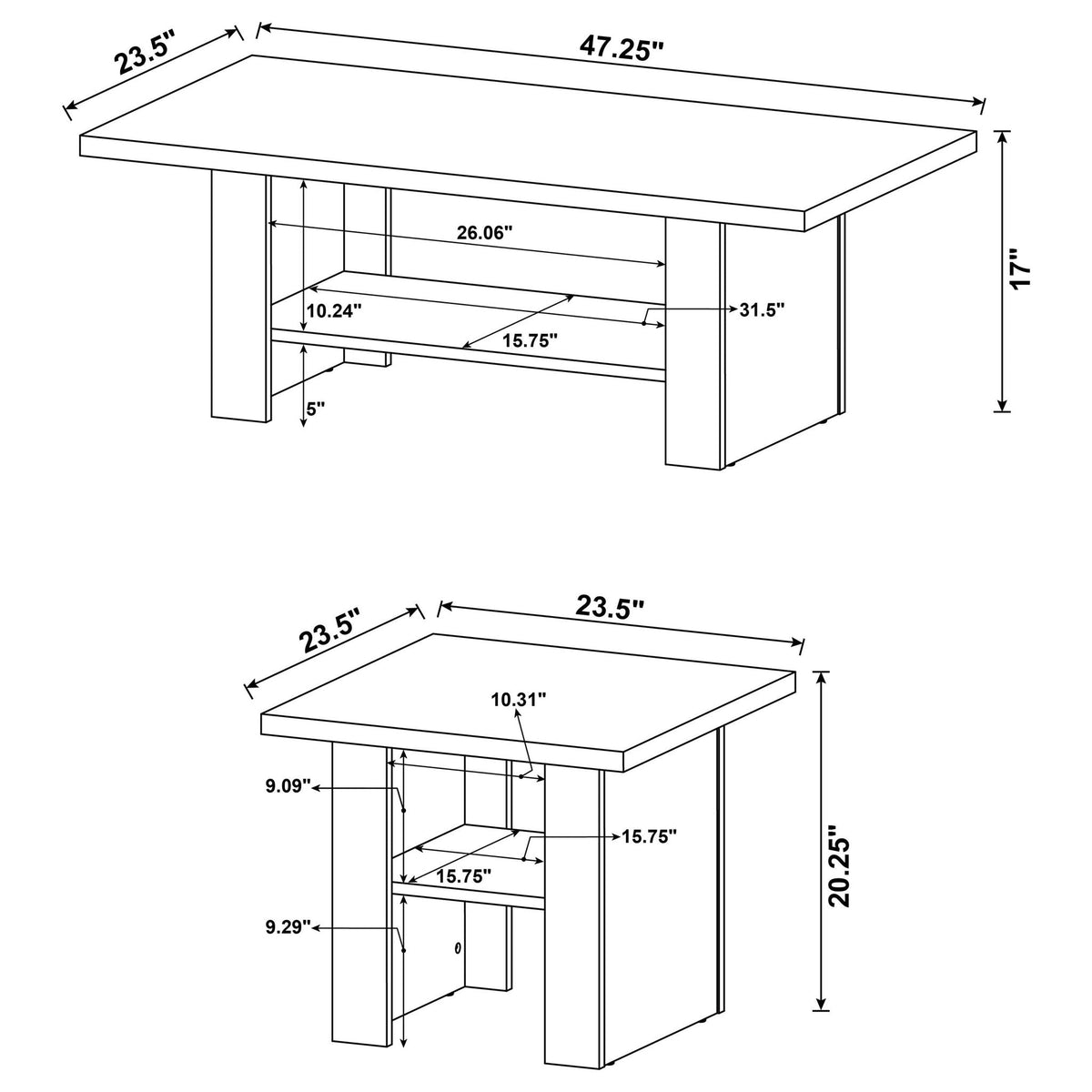3-Piece Engineered Wood Coffee Table
