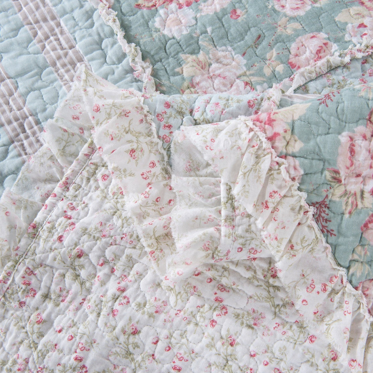 Hint of Mint Pastel Cotton Patchwork Quilt Set