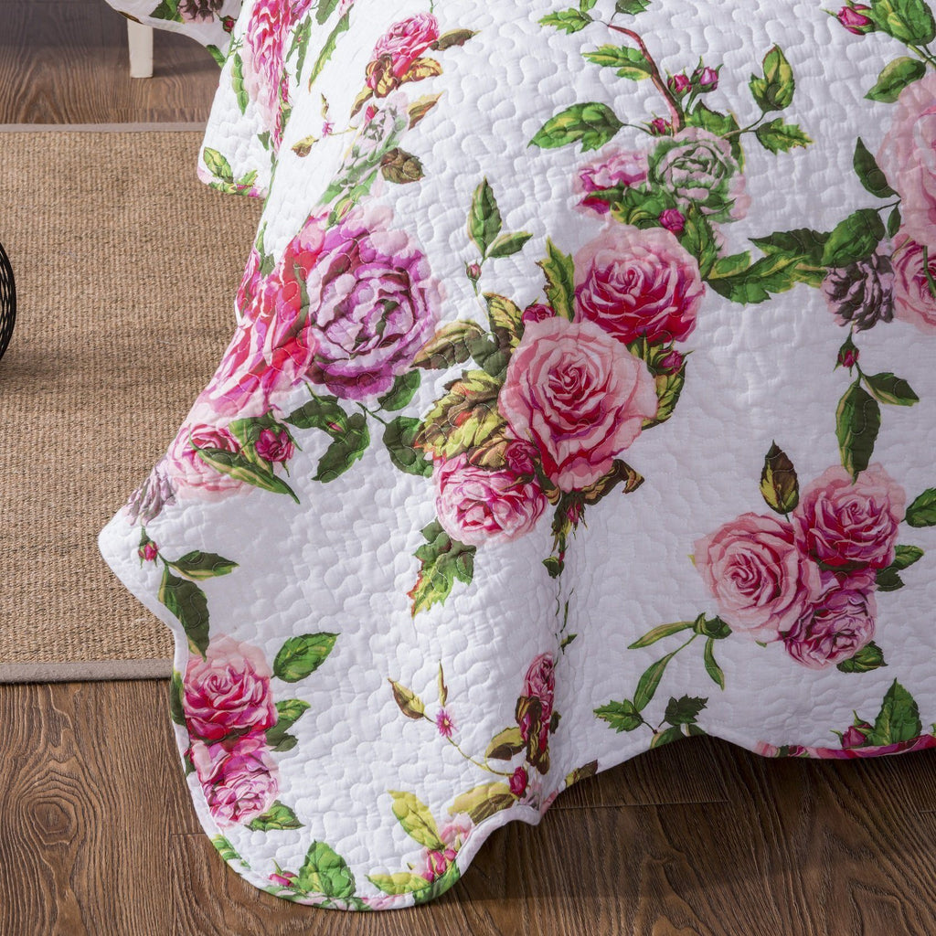 Bedding Pink Floral Quilt Set