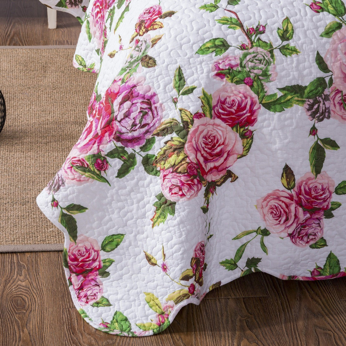 Bedding Pink Floral Quilt Set
