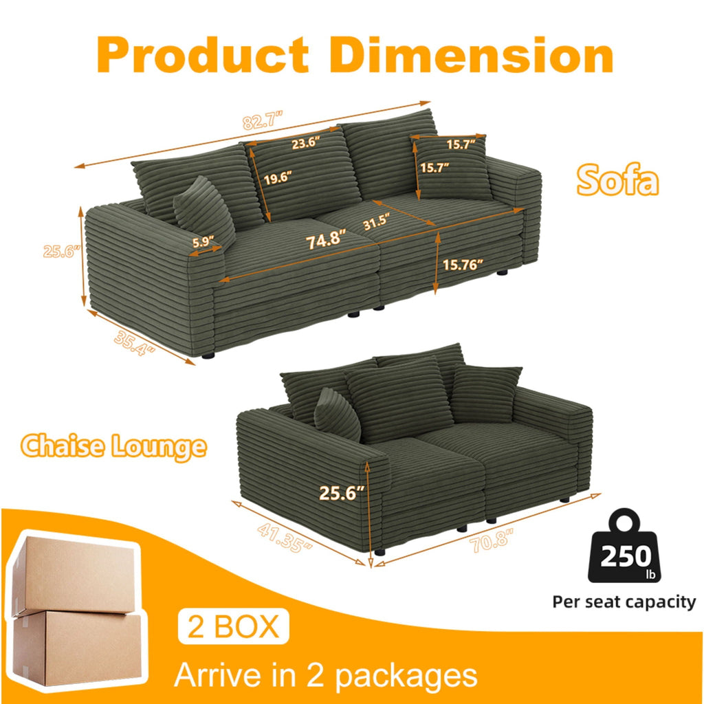 Modern Comfy Upholstered Cloud Couch