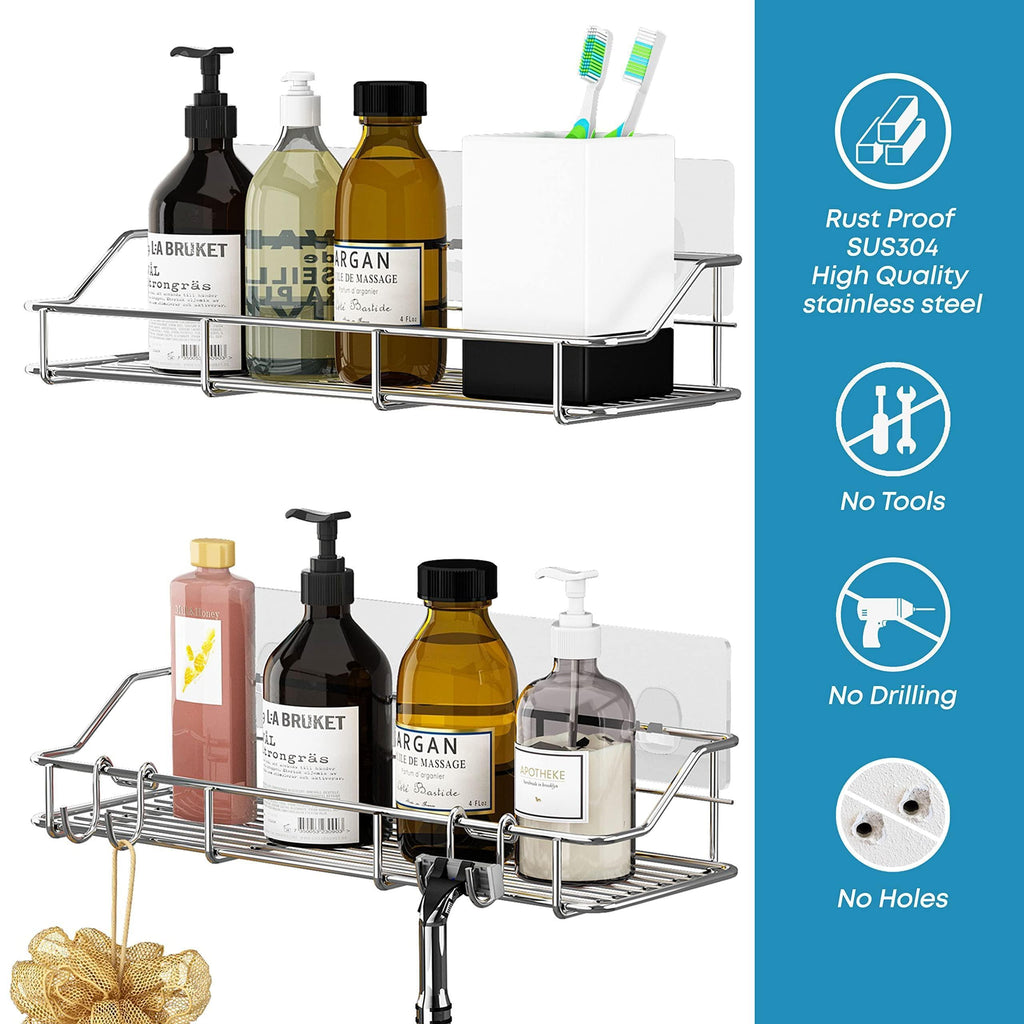 2 Pack Silver Adhesive Shower Caddy
