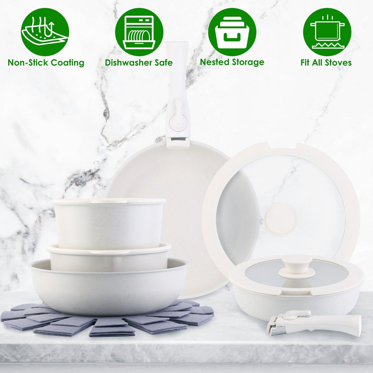17Pcs Nonstick Induction Cookware Set