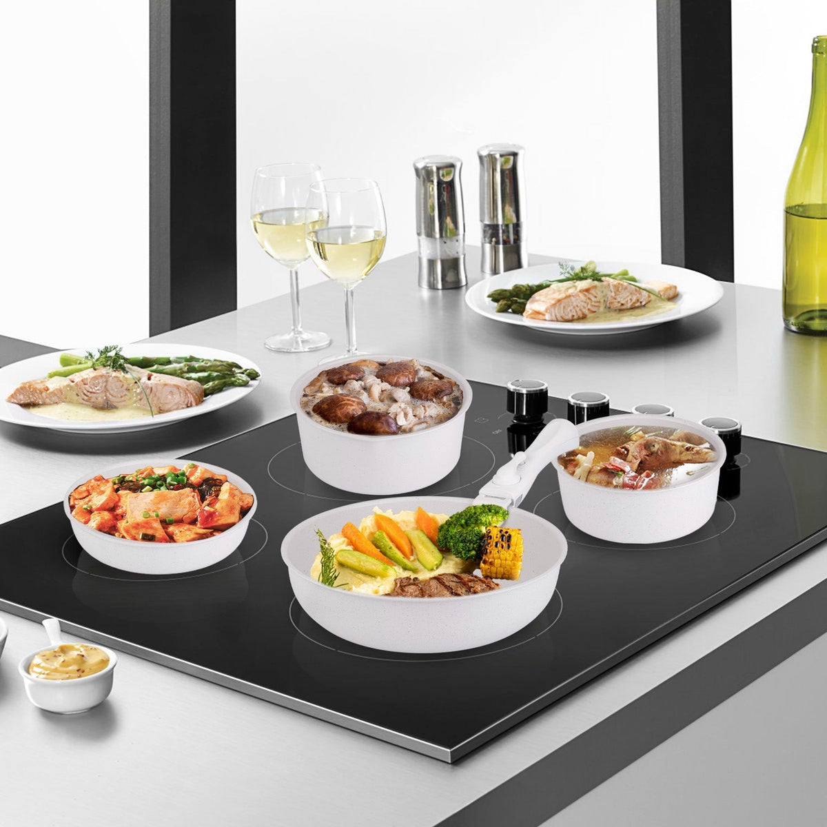 17Pcs Nonstick Induction Cookware Set