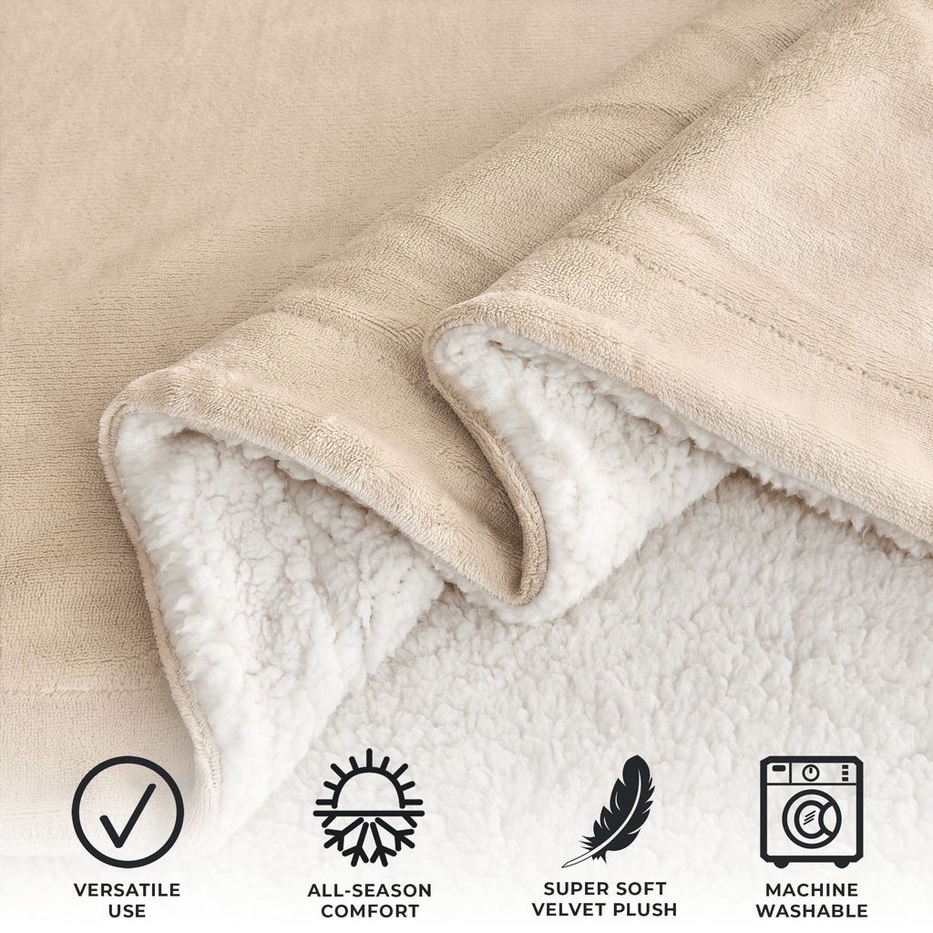 Velvet Plush Sherpa Luxury Bed Blanket